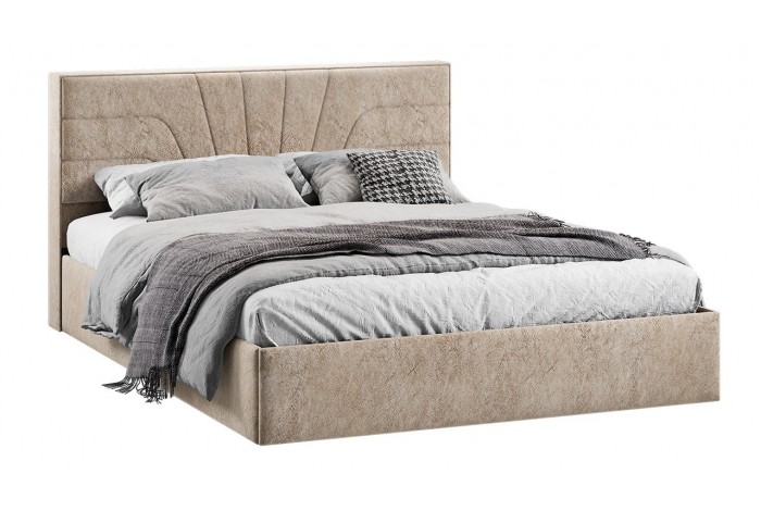 Кровать с ПМ «Пандора» 1600 Тип 1 (с подъемным механизмом и заглушиной) Микровелюр Wellmart Dark Beige