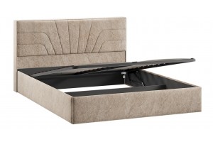 Кровать с ПМ Пандора 1600 Тип 1 (с подъемным механизмом и заглушиной) Микровелюр Wellmart Dark Beige