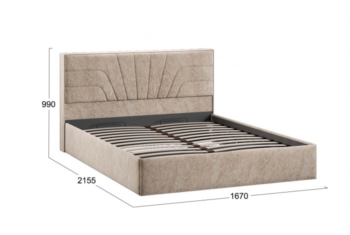 Кровать с ПМ «Пандора» 1600 Тип 1 (с подъемным механизмом и заглушиной) Микровелюр Wellmart Dark Beige