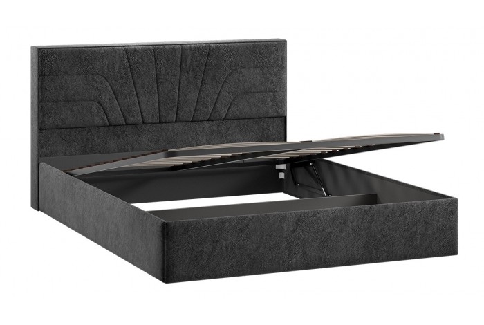 Кровать с ПМ «Пандора» 1600 Тип 1 (с подъемным механизмом и заглушиной) Микровелюр Wellmart Graphite
