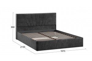 Кровать с ПМ Пандора 1600 Тип 1 (с подъемным механизмом и заглушиной) Микровелюр Wellmart Graphite
