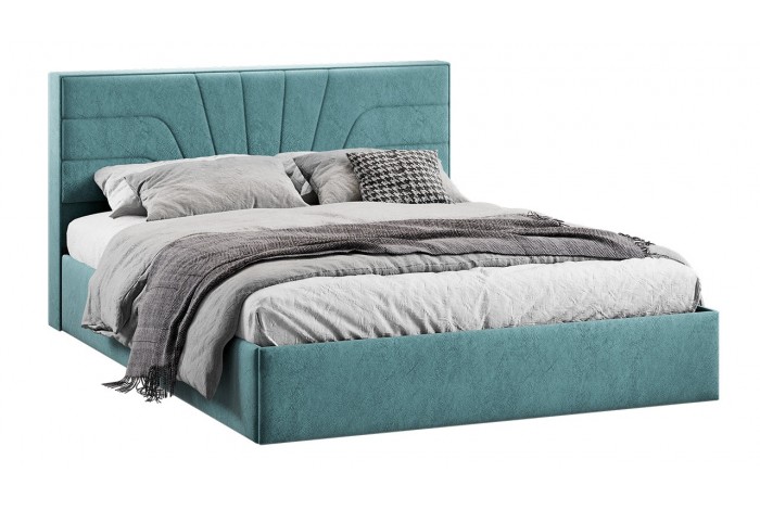 Кровать с ПМ «Пандора» 1600 Тип 1 (с подъемным механизмом и заглушиной) Микровелюр Wellmart Indigo