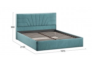 Кровать с ПМ Пандора 1600 Тип 1 (с подъемным механизмом и заглушиной) Микровелюр Wellmart Indigo