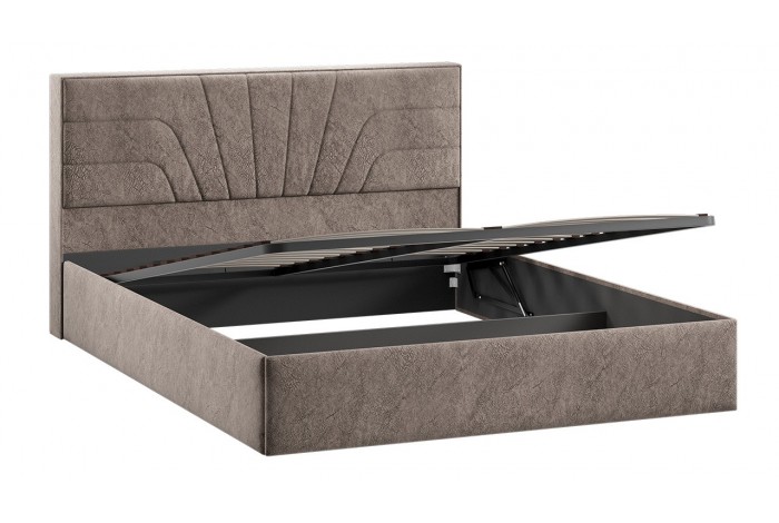 Кровать с ПМ «Пандора» 1600 Тип 1 (с подъемным механизмом и заглушиной) Микровелюр Wellmart Latte