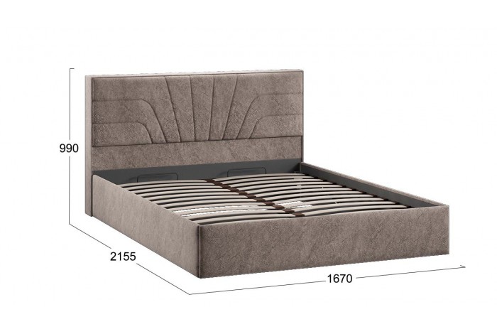 Кровать с ПМ «Пандора» 1600 Тип 1 (с подъемным механизмом и заглушиной) Микровелюр Wellmart Latte