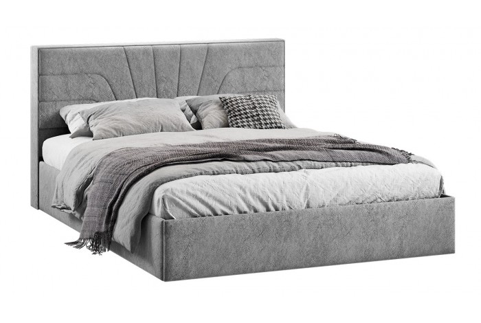 Кровать с ПМ «Пандора» 1600 Тип 1 (с подъемным механизмом и заглушиной) Микровелюр Wellmart Silver