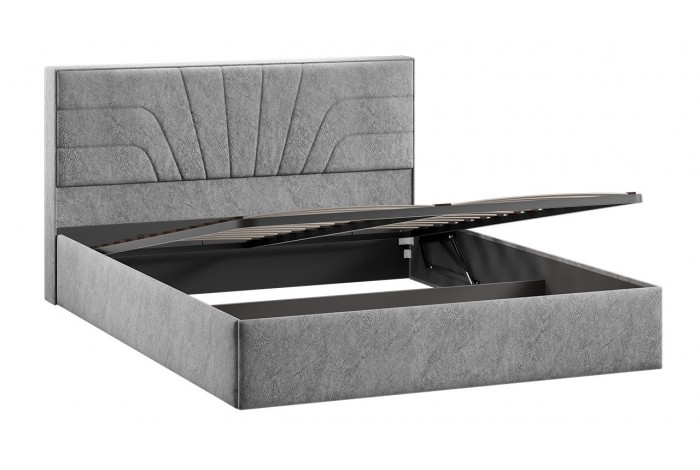 Кровать с ПМ «Пандора» 1600 Тип 1 (с подъемным механизмом и заглушиной) Микровелюр Wellmart Silver