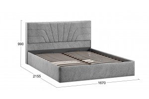 Кровать с ПМ Пандора 1600 Тип 1 (с подъемным механизмом и заглушиной) Микровелюр Wellmart Silver