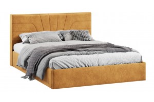 Кровать с ПМ Пандора 1600 Тип 1 (с подъемным механизмом и заглушиной) Микровелюр Wellmart Yellow