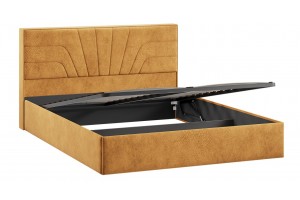 Кровать с ПМ Пандора 1600 Тип 1 (с подъемным механизмом и заглушиной) Микровелюр Wellmart Yellow