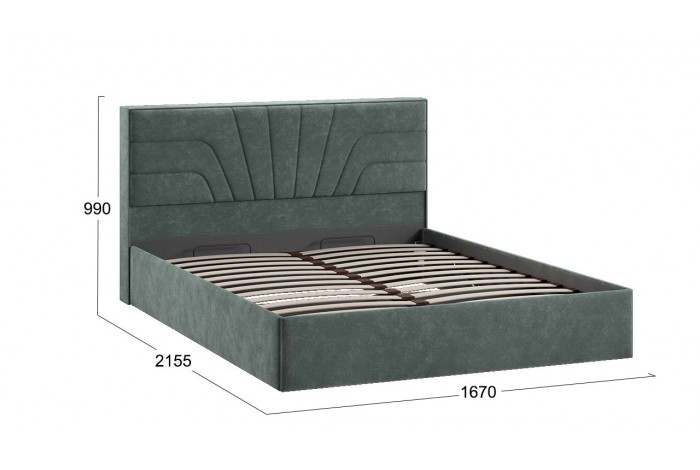 Кровать с ПМ «Пандора» 1600 Тип 1 (с подъемным механизмом и заглушиной) Велюр Brut Forest 09