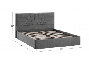 Кровать с ПМ Пандора 1600 Тип 1 (с подъемным механизмом и заглушиной) Велюр Brut Grey 16
