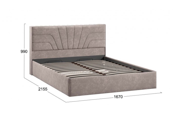 Кровать с ПМ «Пандора» 1600 Тип 1 (с подъемным механизмом и заглушиной) Велюр Brut Mocco 06