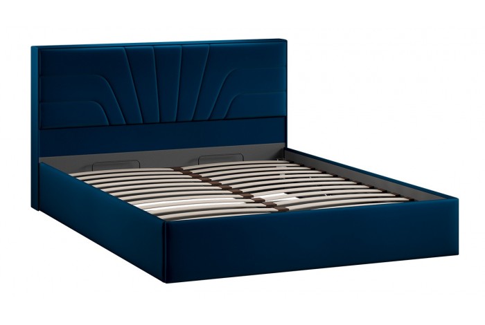 Кровать с ПМ «Пандора» 1600 Тип 1 (с подъемным механизмом и заглушиной) Велюр Confetti Blue