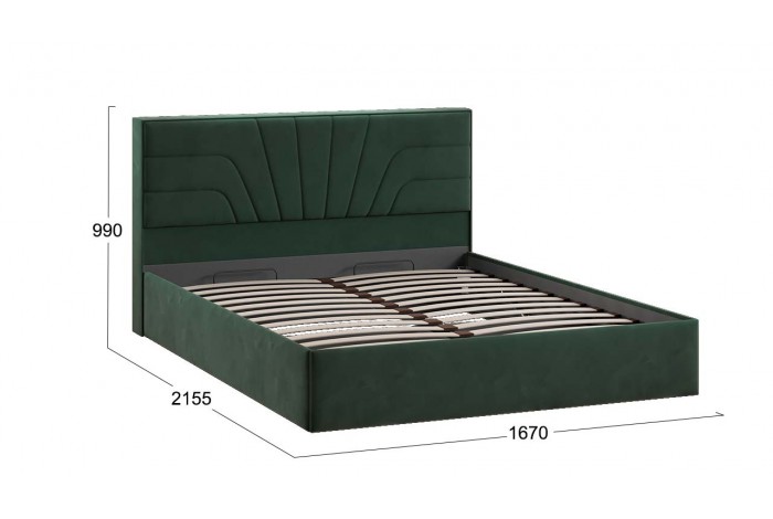 Кровать с ПМ «Пандора» 1600 Тип 1 (с подъемным механизмом и заглушиной) Велюр Confetti Deep forest