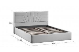 Кровать с ПМ Пандора 1600 Тип 1 (с подъемным механизмом и заглушиной) Велюр Confetti Silver
