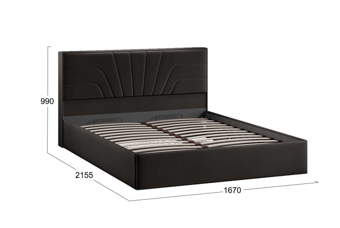 Кровать с ПМ «Пандора» 1600 Тип 1 (с подъемным механизмом и заглушиной) Велюр Confetti Stone