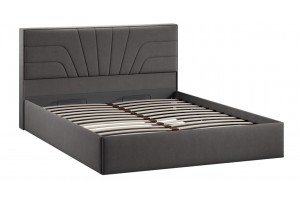 Кровать с ПМ Пандора 1600 Тип 1 (с подъемным механизмом и заглушиной) Велюр Графит