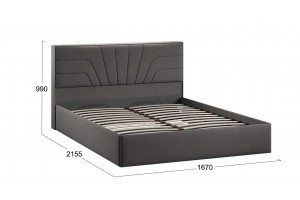 Кровать с ПМ Пандора 1600 Тип 1 (с подъемным механизмом и заглушиной) Велюр Графит