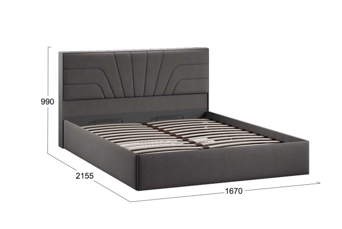Кровать с ПМ «Пандора» 1600 Тип 1 (с подъемным механизмом и заглушиной) Велюр Графит