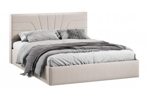 Кровать с ПМ Пандора 1600 Тип 1 (с подъемным механизмом и заглушиной) Велюр Мокко светлый