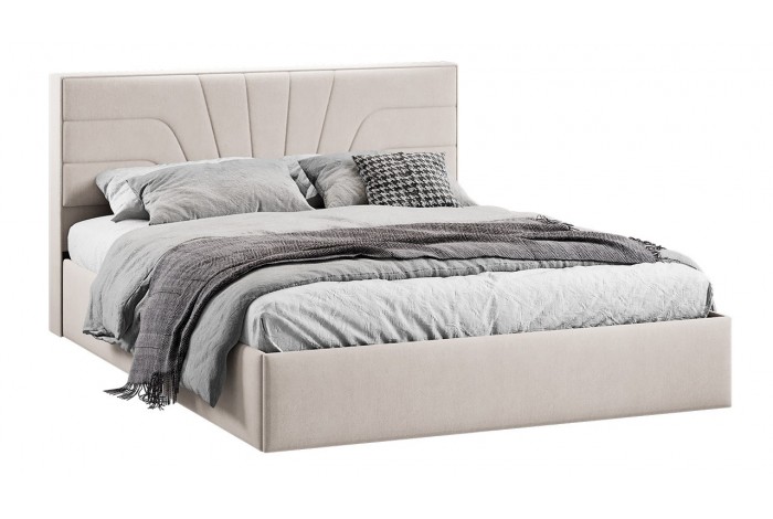 Кровать с ПМ «Пандора» 1600 Тип 1 (с подъемным механизмом и заглушиной) Велюр Мокко светлый