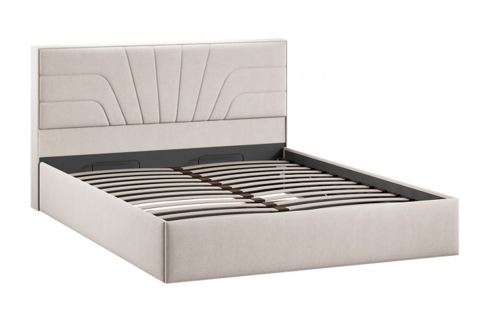Кровать с ПМ «Пандора» 1600 Тип 1 (с подъемным механизмом и заглушиной) Велюр Мокко светлый