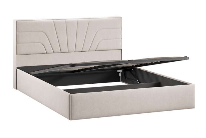 Кровать с ПМ «Пандора» 1600 Тип 1 (с подъемным механизмом и заглушиной) Велюр Мокко светлый