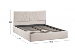 Кровать с ПМ Пандора 1600 Тип 1 (с подъемным механизмом и заглушиной) Велюр Мокко светлый