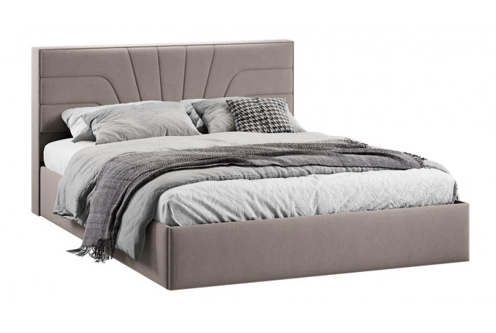 Кровать с ПМ «Пандора» 1600 Тип 1 (с подъемным механизмом и заглушиной) Велюр Мокко темный