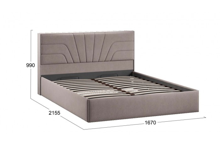 Кровать с ПМ «Пандора» 1600 Тип 1 (с подъемным механизмом и заглушиной) Велюр Мокко темный