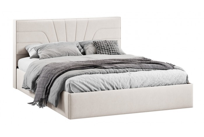 Кровать с ПМ «Пандора» 1600 Тип 1 (с подъемным механизмом и заглушиной) Велюр Светлый