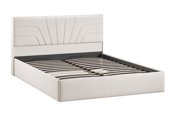 Кровать с ПМ «Пандора» 1600 Тип 1 (с подъемным механизмом и заглушиной) Велюр Светлый