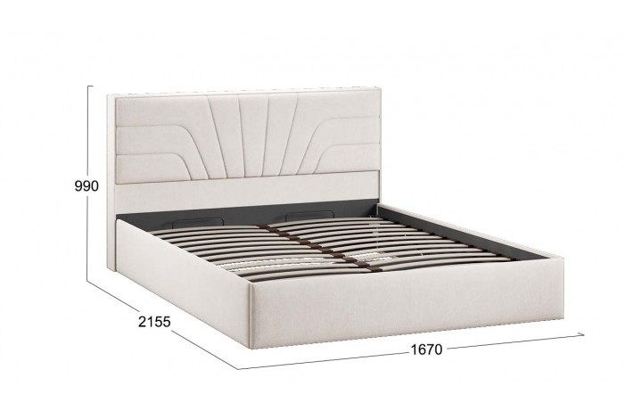 Кровать с ПМ «Пандора» 1600 Тип 1 (с подъемным механизмом и заглушиной) Велюр Светлый