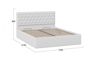 Кровать с ПМ Порто 1400 (с подъемным механизмом) Экокожа белая Polo