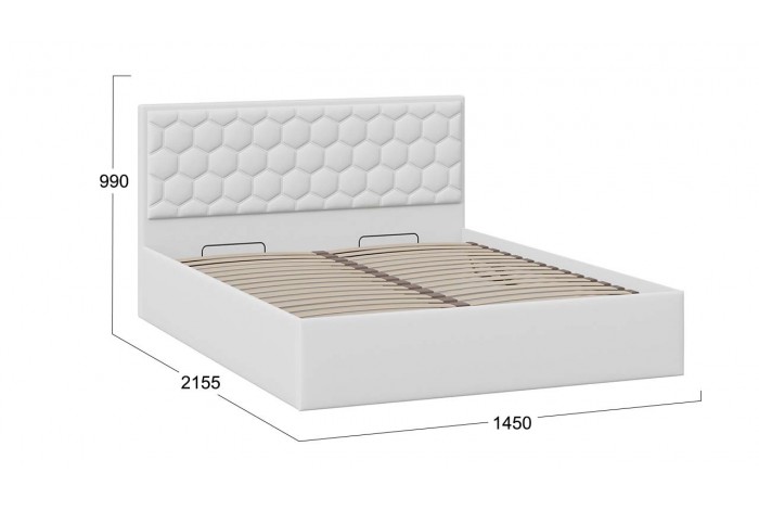 Кровать с ПМ «Порто» 1400 (с подъемным механизмом) Экокожа белая Polo