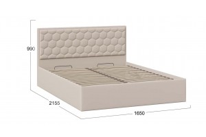 Кровать с ПМ Порто 1600 (с подъемным механизмом) Велюр Confetti Cream