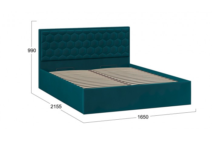 Кровать с ПМ «Порто» 1600 (с подъемным механизмом) Велюр Confetti Izumrud