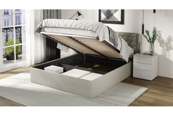 Кровать с ПМ «Порто» 1600 (с подъемным механизмом) Велюр Confetti Smoke