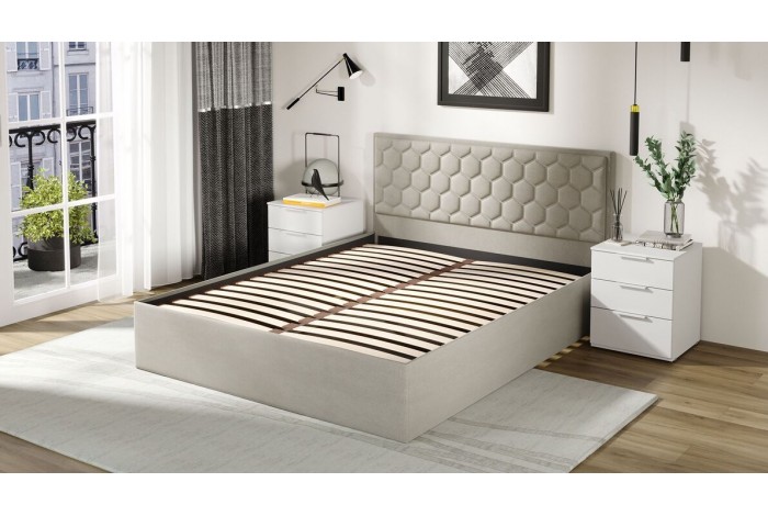 Кровать с ПМ «Порто» 1600 (с подъемным механизмом) Велюр Confetti Smoke