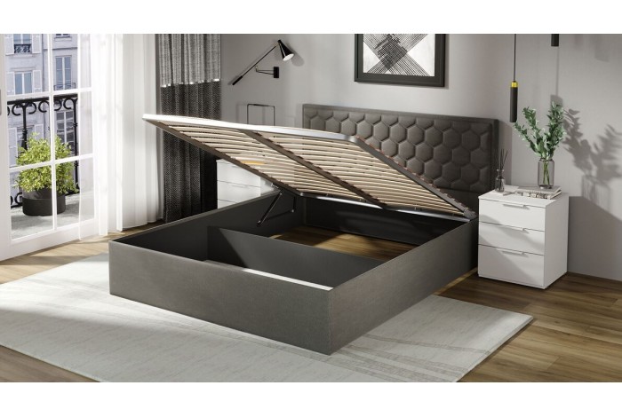 Кровать с ПМ «Порто» 1600 (с подъемным механизмом) Велюр Confetti Stone