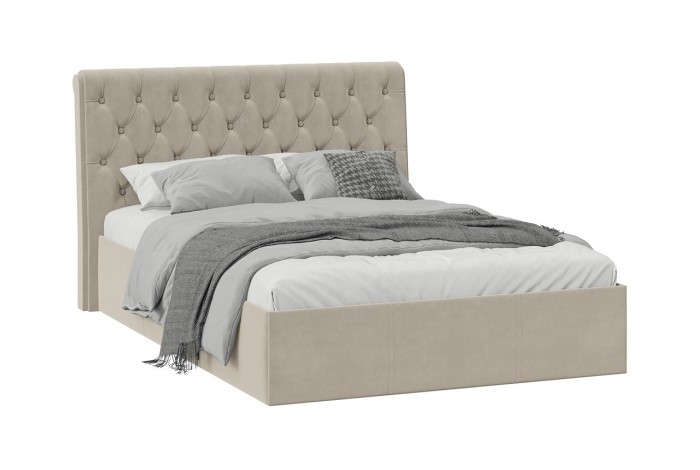 Кровать без ПМ «Скарлет» 1400 Тип 1 (без подъемного механизма) Велюр Мокко светлый