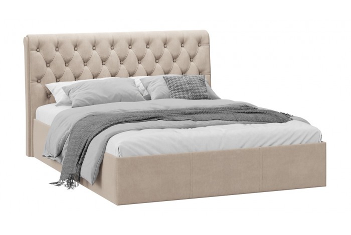 Кровать без ПМ «Скарлет» 1600 Тип 1 (без подъемного механизма) Велюр Мокко светлый