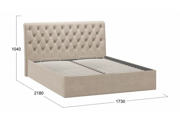 Кровать с ПМ «Скарлет» 1600 Тип 1 (с подъемным механизмом) Велюр Мокко светлый