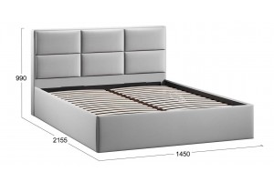 Кровать с ПМ Стелла 1400 Тип 1 с подъемным механизмом Велюр Confetti Silver