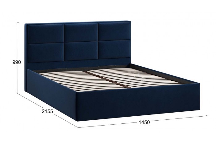 Кровать с ПМ «Стелла» 1400 Тип 1 (с подъемным механизмом) Микровелюр Wellmart Blue