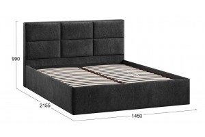 Кровать с ПМ Стелла 1400 Тип 1 с подъемным механизмом Микровелюр Wellmart Graphite