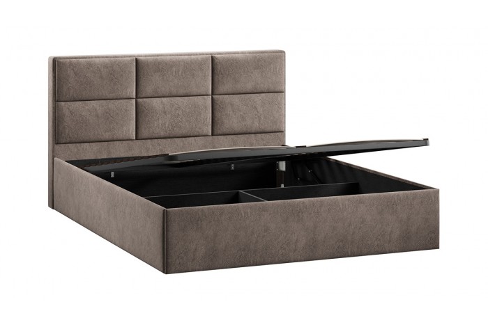 Кровать с ПМ «Стелла» 1400 Тип 1 (с подъемным механизмом) Микровелюр Wellmart Latte