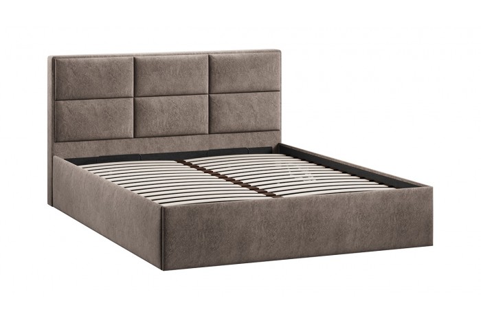 Кровать с ПМ «Стелла» 1400 Тип 1 (с подъемным механизмом) Микровелюр Wellmart Latte