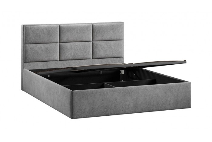 Кровать с ПМ «Стелла» 1400 Тип 1 (с подъемным механизмом) Микровелюр Wellmart Silver